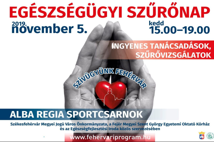 Szívügyünk Fehérvár - november 5-én lesz város egészségügyi szűrőnapja