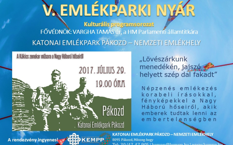 V. Emlékparki Nyár kulturális programsorozat