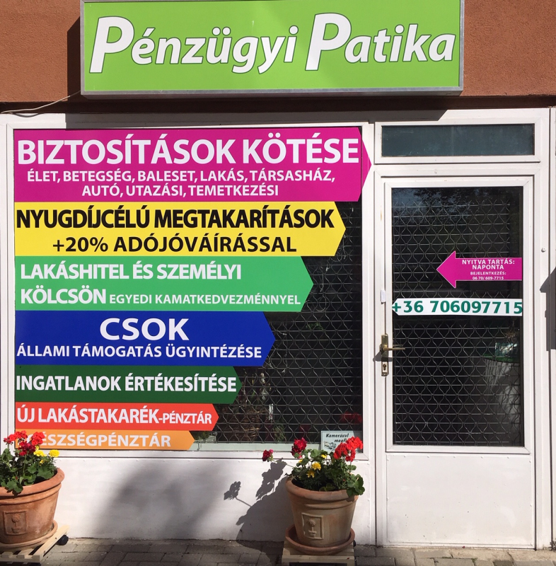 PÉNZÜGYI PATIKA /biztosítások,hitelek,állami támogatások, ingatlan értékesítés/