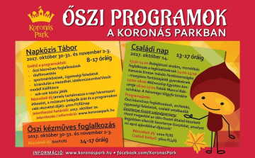 Családi nap, tábor, kézműves foglalkozás - őszi programok a Koronás Parkban